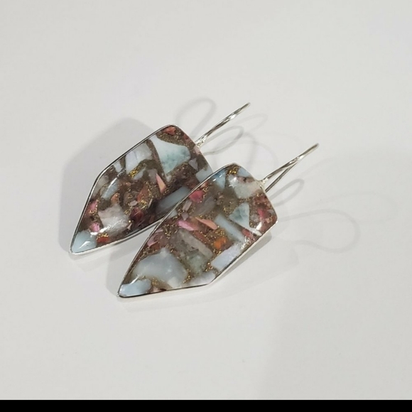 Turquoise earrings, 925 Copper Spiny Oyster Turquoise earrings - Picture 2 of 15